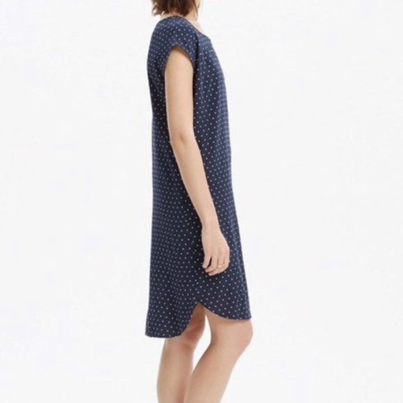 Madewell Navy Polka Dot Relaxed Tunic Dress Size Small - Picture 3 of 10